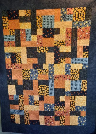 Sewing First Quilt Top - Halloween Yellow Brick Road Quilt