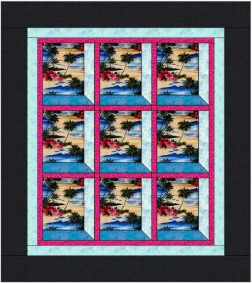 Tropical Paradise Attic Window Quilt EQ8